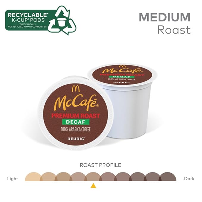 McCafe Premium Roast Decaf, Keurig Single Serve K-Cup Pods, Medium Roast Coffee Pods, 48 Count