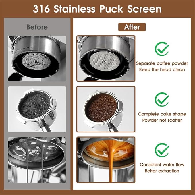 58mm Espresso Accessories Kit, WDT Tool, Dosing Funnel and Puck Screen Set, 316 Stainless Steel Needle Coffee Distribution Stirrer Fits Breville 58 mm Espresso Machines and Portafilter