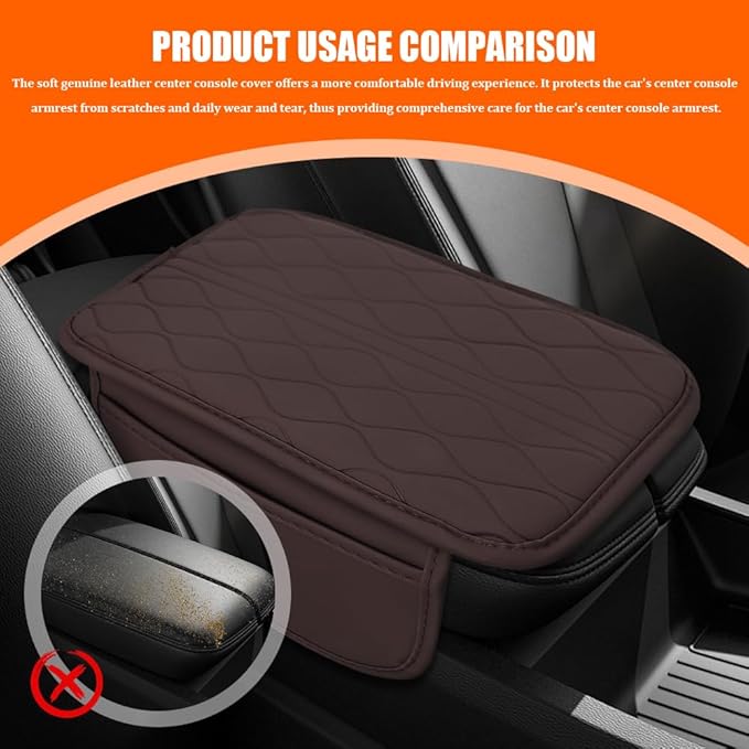 Leopard Cheetah Print African Animal Hunting Auto Center Console Armrest Pad, Car Center Console Cover, Auto Accessories Soft Comfort Armrest Cover Cushion Mat for Most Cars (Coffee-K3)