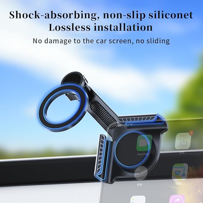 for Tesla Screen Phone Mount 360° Rotation MagSafe Strongest Magnet Power Magnetic Car Phone Holder Mount for Tesla 3/Y/S/X Fits for All iPhone & Android Phones - with Magnetic Ring