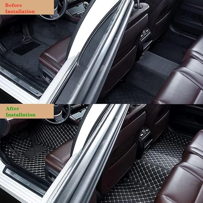 Custom Making Car Floor Mats Protection Pads for 99% Sedan/Coupe/Hatchback/SUV/Pickup Men Women Car Floor Mats Coverage Pads Anti-Slip Leather Floor Lining (Beige+Black Beige)