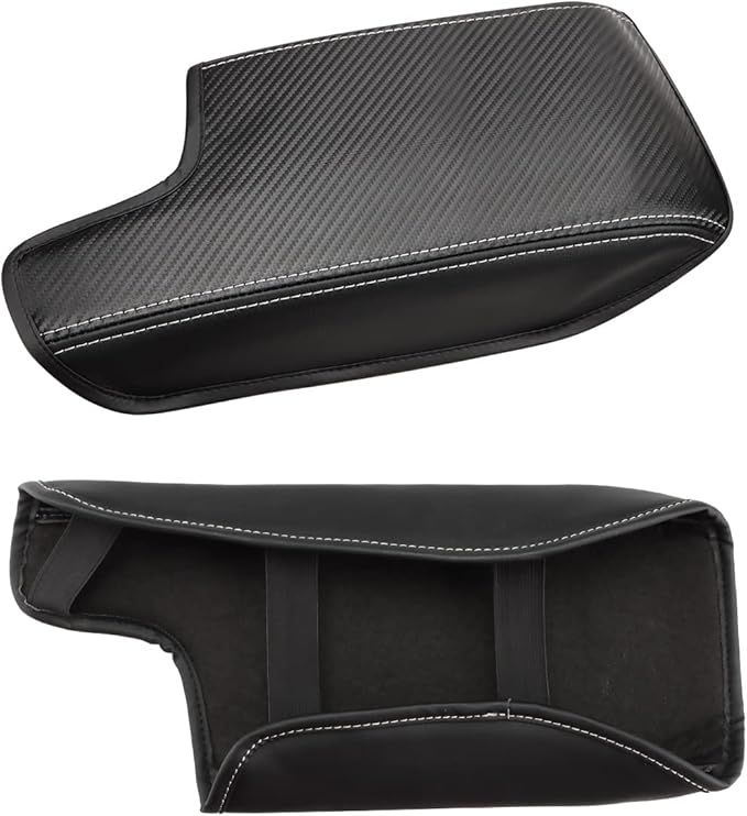 INTGET Car Center Console Armrest Cover for Subaru Crosstrek Accessories 2018-2022 2023 Impreza 2017-2023 Leather Arm Rest Box Lid Cover Seat Protector (Black with Carbon Fiber Texture)