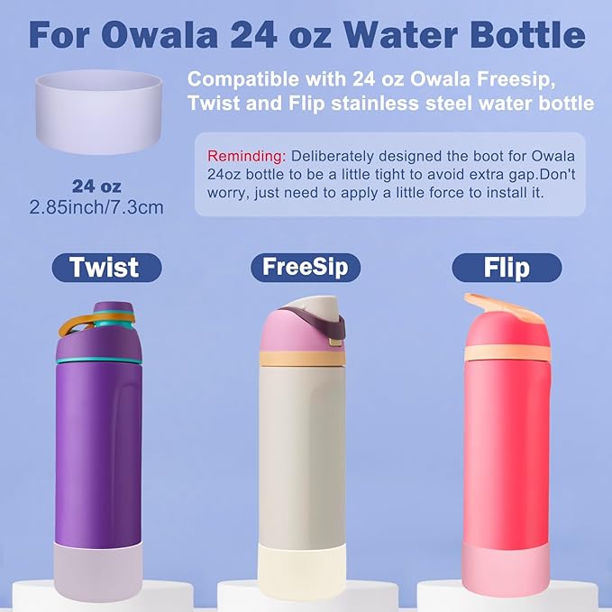 HEYSKAY 2PCS Silicone Boot for Owala Flask Water Bottle Anti-Slip Protective Sleeve for Owala Twist,FreeSip and Flip Stainless Steel Water Bottle BPA-Free Boot Bottom Base