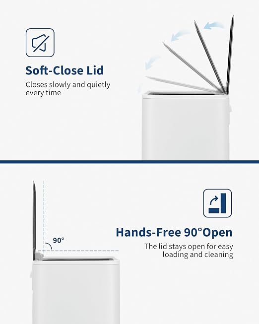 4.8 Gallon/18 Liter Trash Can, Stainless Steel Step Garbage Can with Quiet Soft-Close Lid, Foot Pedal & Removable Inner Bucket, Rectangular Trash Bin for for Small Kitchen Home Garage Office, White