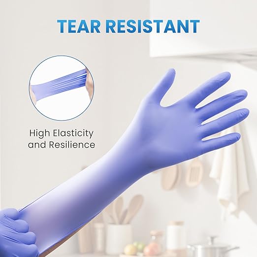 Borje Nitrile Exam Gloves Large, 100 Count Disposable Gloves, Iris Blue, Latex-Free Powder-Free, Food Safe, Cooking, Cleaning