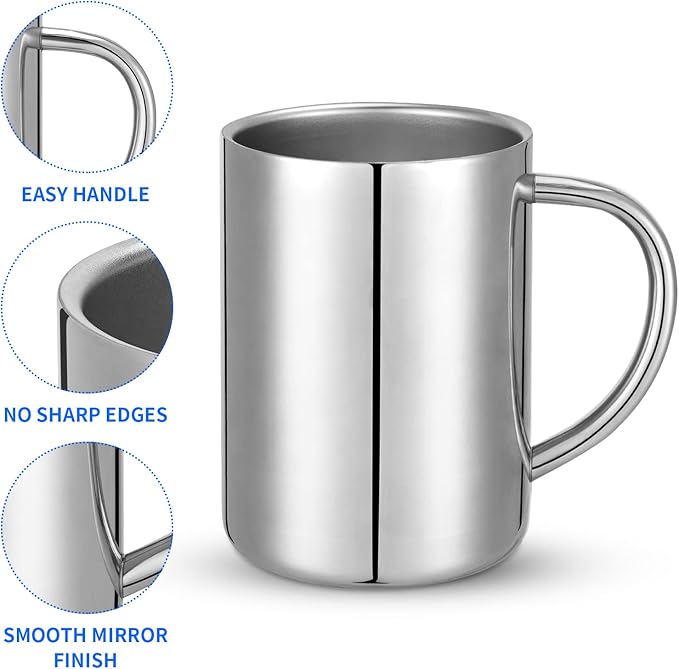 400ml Insulated 304 Stainless Steel Coffee Mug, Double-Wall Vacuum Travel Tumbler, Shatterproof for Camping, Office, and Outdoor - Durable, Perfect for Hot and Cold Drinks.