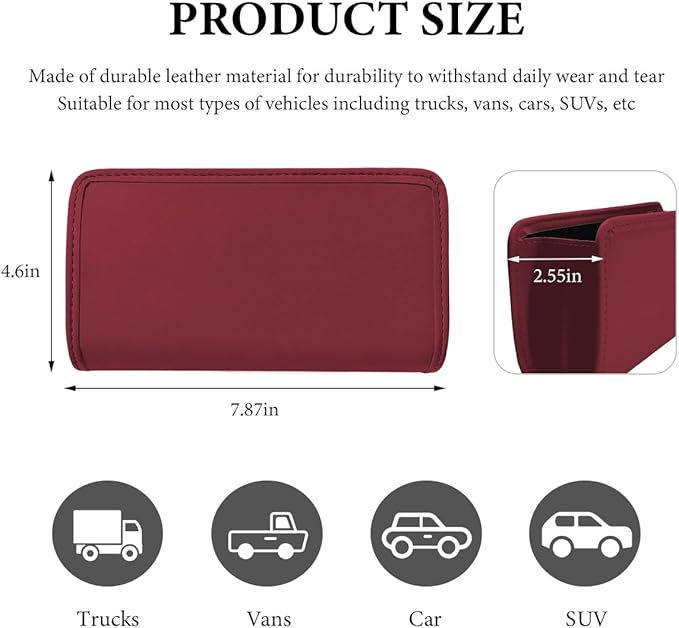 Car Trash Can, Foldable Leather Hanging Trash Bag, Multi-Function Mini Storage Box Garbage Can for Car, Wine Red