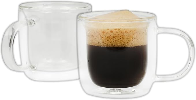 Mr. Coffee Salon Espresso 3 OZ Double Wall Insulated Glasses Mugs (Set of 2)