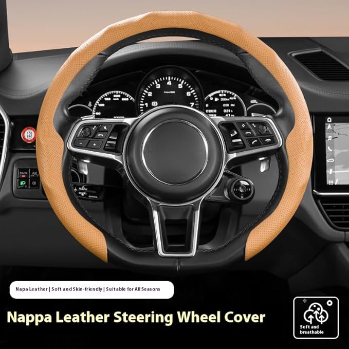 Universal Steering Wheel Cover, D-Type O-Type Design, All Season Car Accessory (Black)