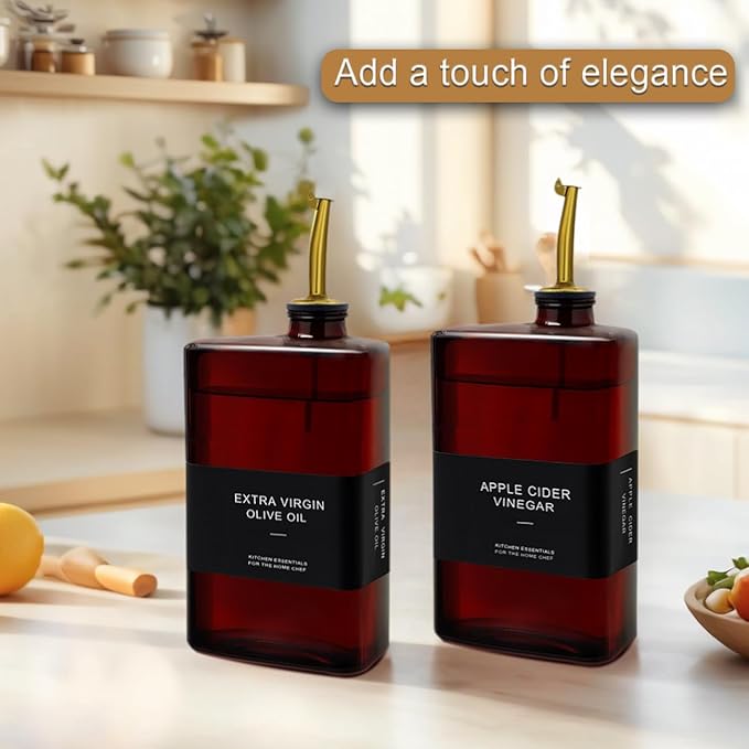 Dark Olive Oil Dispenser Bottle for Kitchen 11.8oz, Light-Blocking Cooking Oil Cruet, Oil and Vinegar Dispenser Set, Soy Sauce Container, Coffee Syrup Bottles (Dark Red, 11.8oz, Set of 2)