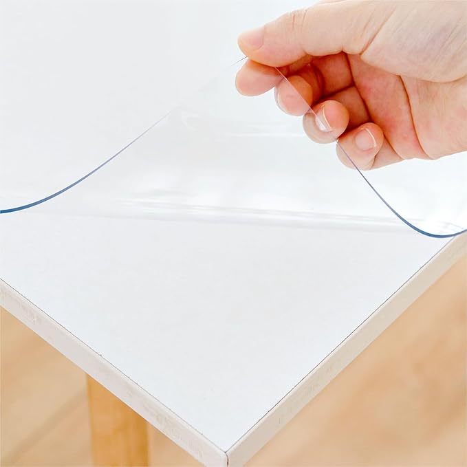 44 x 104 Inch Clear Table Cover Protector, Clear Table Protector for Dining Room Table, 1.5mm Plastic Table Cover, Waterproof Table Pad for Kitchen, Office