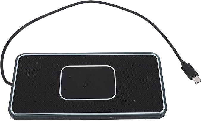 RGB Wireless Car Charging Pad 20W, Magnetic Fast Charging Mat, Non Slip, 30cm USB Cable for Android Smart Phone, Car