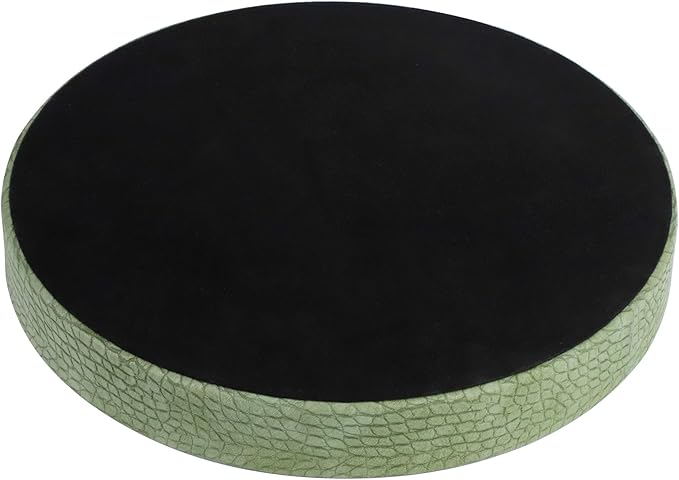 HofferRuffer Faux Leather Round Serving Tray, Vegan Croco Leather Decorative Food Tray for Storage Drinks, Snack & Cosmetics, Dia.12'' x 1.6'' (Light Green)