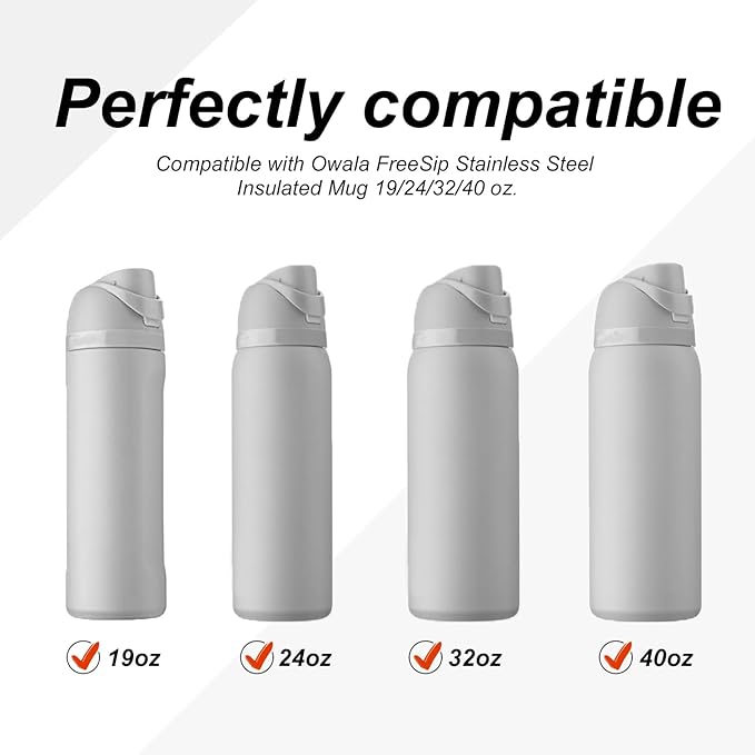 4pcs Bottle Seal Ring & Replacement Stopper for Owala FreeSip 24oz 32oz, BPA-Free Silicone O Ring Water Bottle Top Lid Replacement Parts for Owala 19oz 24oz 32oz 40oz, Gasket Plug Accessories