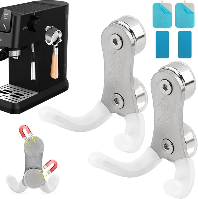 Magnetic Portafilter Holder for Espresso Machines, Wall Mounted Coffee Holder Stainless Steel Espresso Accessories Organizer Compatible with Ninja Luxe Cafe & Breville Machines(SIZE:2 Packs)