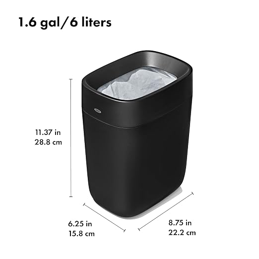 OXO Good Grips Trash Can, Bathroom Trash Can - Black