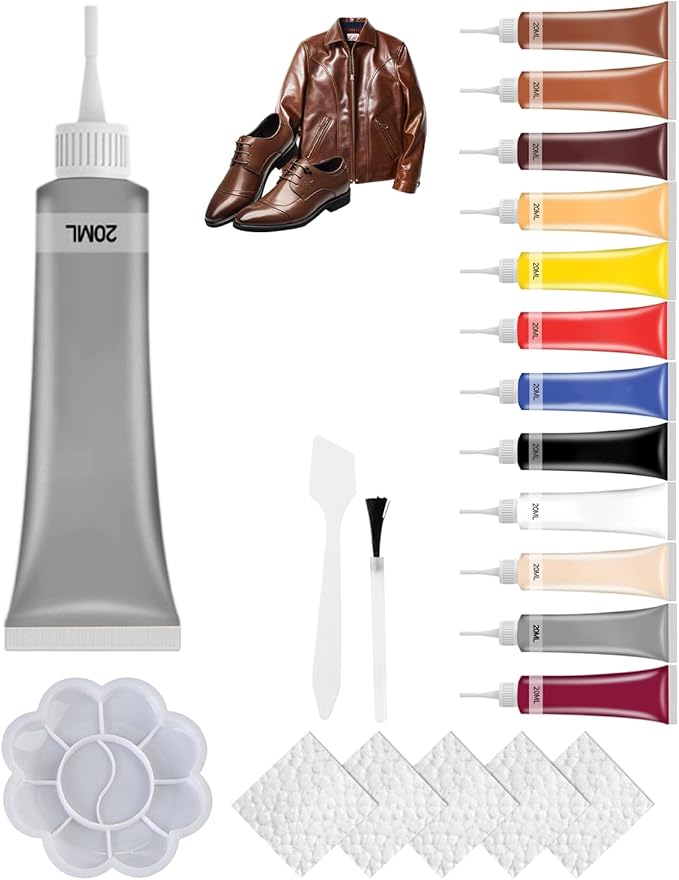 2026 New Advanced Leather Repair Gel, Upgrade Leather Repair Kit for Car Seat Vinyl Repair Kit, Professional Leather Repair Coloured Cream Gel, Multifunctional Couch and Jacket Repair Kit (Grey)