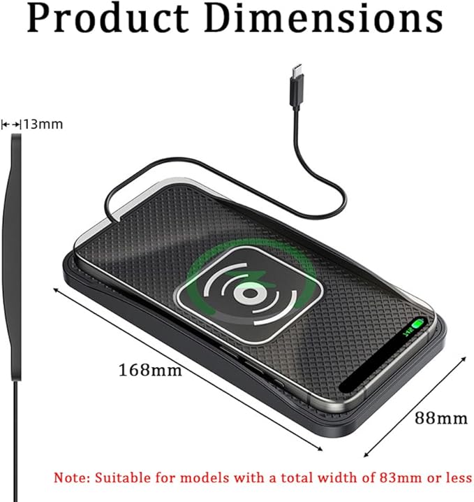 Wireless Car Charger Pad for Subaru Legacy 2018-2025, Type-C/USB 20W Car Wireless Charger Non-Slip Phone Charging Pad Car Accessories,A 30cm Cable Type-C Plug