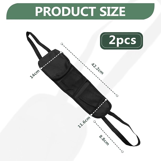 2 PCS Car Seat Side Organizer, Multifunctional Stuff Holder with Mesh Net Pocket, Auto Seat Storage Hanging Bag For Cars, SUVs, Trucks. Can Hold Mobile Phone, Wallet, Glasses (Black)