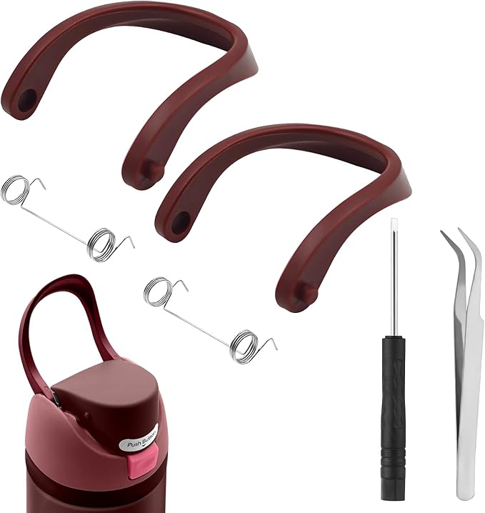 2pcs Handles for Owala FreeSip 24oz 32oz, Water Bottle Cap Carry Loop Handle, Replacement Parts for Owala Cup 16/25/40oz Easy Bottle Top Lid Cap Replacement Accessories, BPA-Free (Black Cherry)