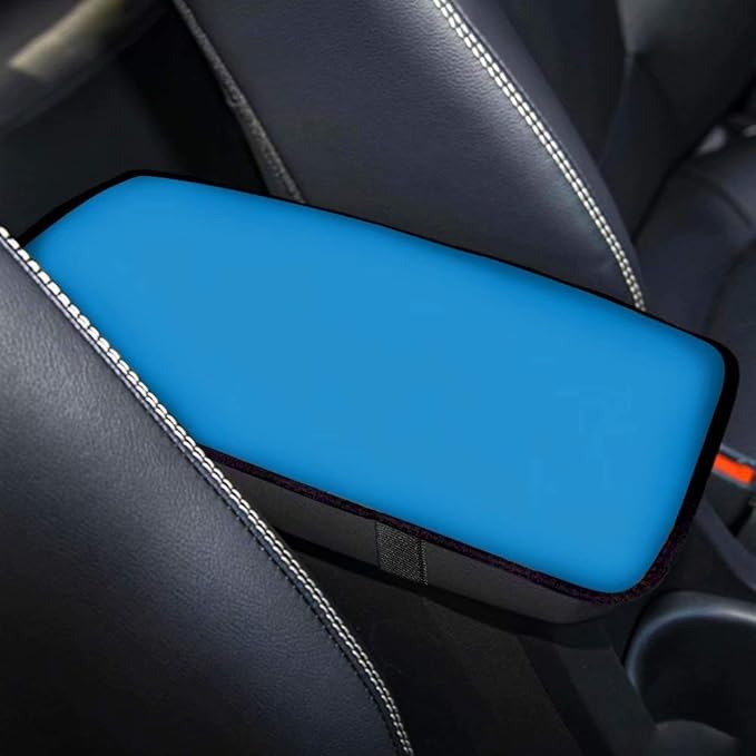 Center Console Cover, Universal Fit Soft Comfort Armrest Cushion Cover for Car, Pure Blue Pattern