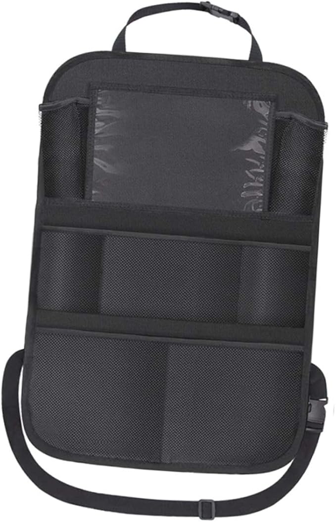 Car Seatback Storage Bag with Tablet Holder, Side Seat Organizer Pouch for, Sturdy Auto Hanging Pocket for Backseat Travel Essentials and Storage