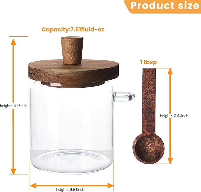 Glass Coffee Bean Storage Container, Wood Lid with Spoon, Airtight Silicone Seal, BPA-Free (500ML/16.91OZ)