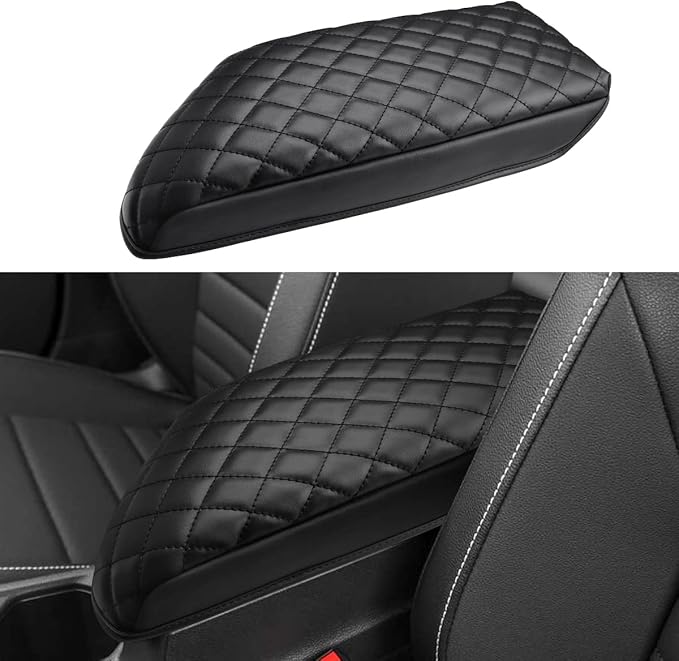 INTGET Car Center Console Armrest Cover for VW Volkswagen Jetta Accessories 2019 2020 2021 2022 2023&Jetta GLI 2019-2023 Middle Arm Rest Seat Box Cover Elbow Cushion Pad (Black with Cushion, 2019+)
