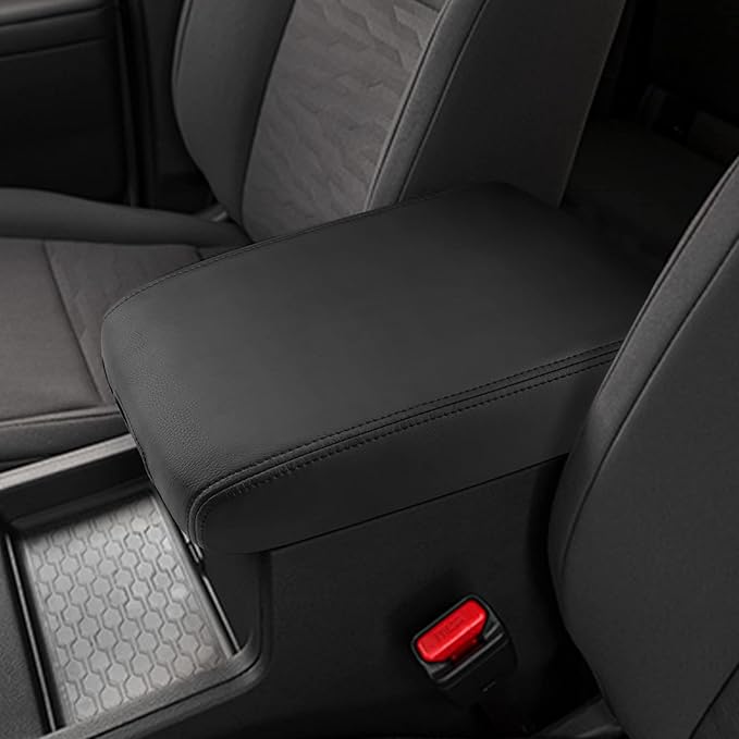 INTGET Center Console Cover for 2022-2025 2026 Nissan Frontier Accessories Leather Middle Armrest Lid Protector Replacement (Black Leather)