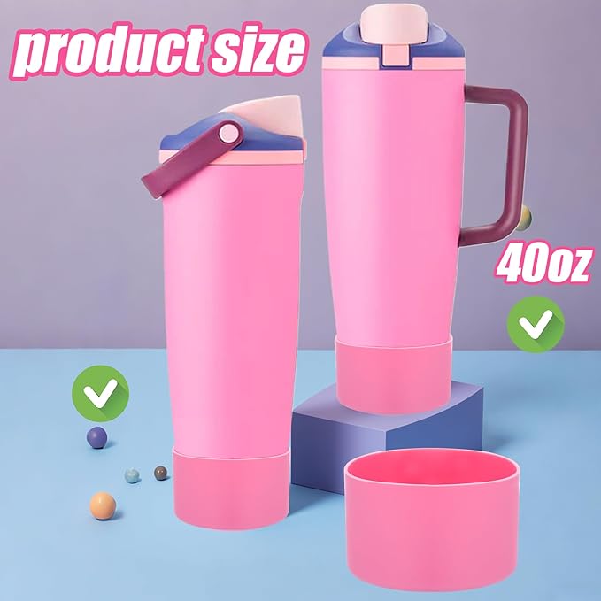 Mity rain 2PCS Protective Silicone Boots for Owala 30oz & 40oz FreeSip Sway Bottles & Tumblers - Accessories for owala, Enhances Stability & Prevents Scratches (Pink)