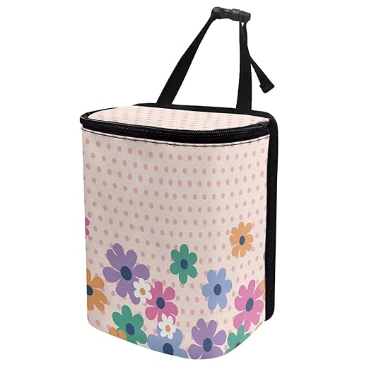 Cute Groovy Flower Butterfly Car Trash Can Bin Interior Accessory Large Capacity Auto Garbage Bin for SUV Truck，Garbage Container Bin