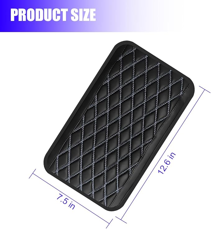 Car Center Console Cover, Scratch-Resistant Leather Vehicle Armrest Seat Storage Box Protector Cushion, Comfortable Automotive Interior Armrest Pad Mat, Universal Fit (Black/Grey)