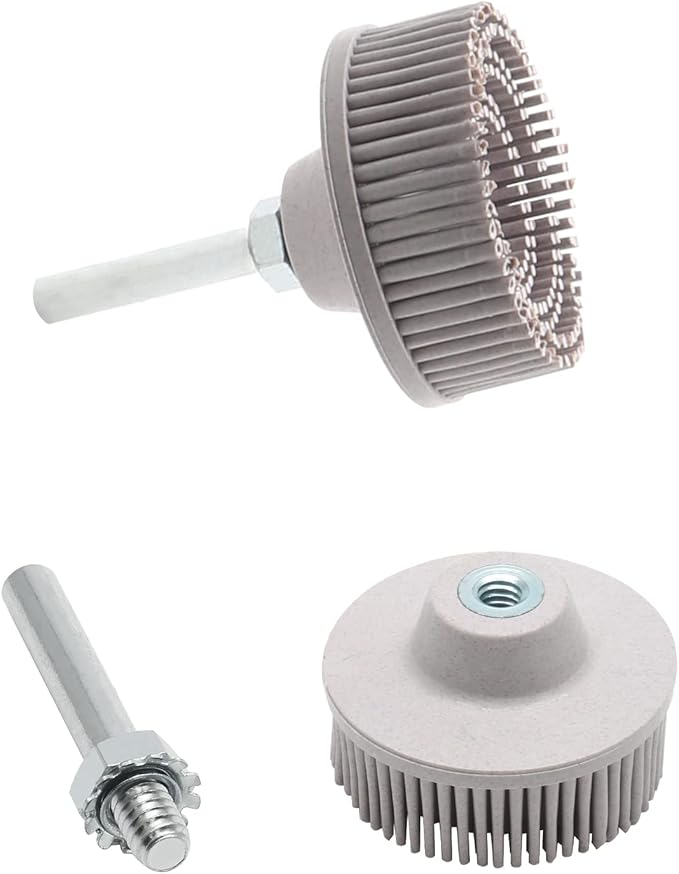 2Pcs 120 Grit White Bristle Disc Attachment, 2 Inch Abrasive Bristle Disc Gasket Removal Disc with 1/4 Shank Coating Removal Disc for Rotary Tool