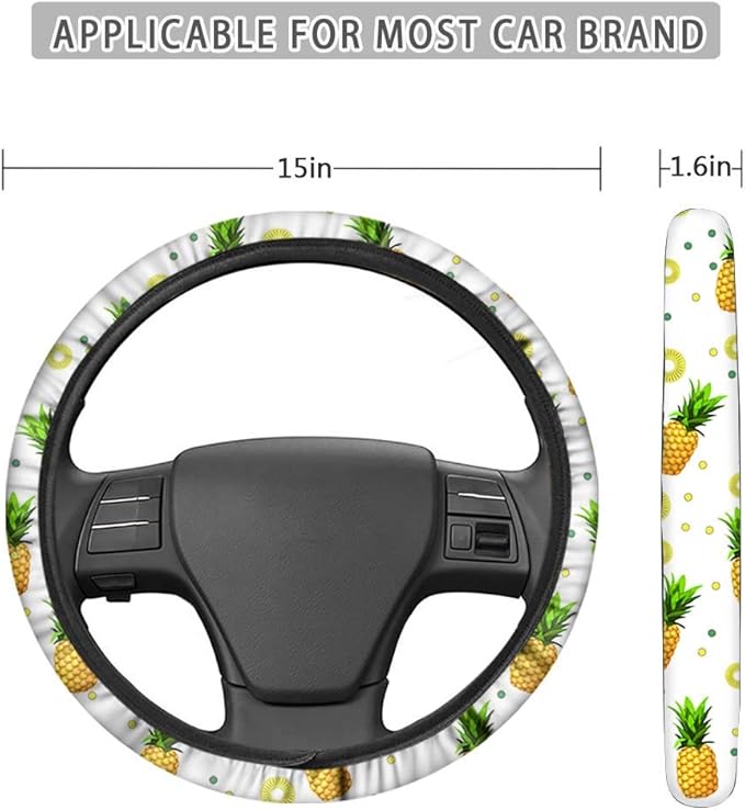 Steering Wheel Cover Hippo for Men Women Cute Steering Wheel Covers Soft Car Wheel Wrap Cloth Universal Car Steering Wheel Covers 15 inch