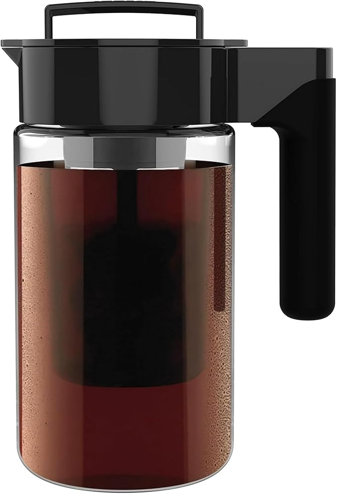 Glass Cold Brew Coffee Maker For Iced Coffee, Airtight Pitcher, 1 Quart, Black Lid And Handle - It Is A Durable BPA Free Glass Pitcher With An Airtight Lid And Non-slip Silicone Handle