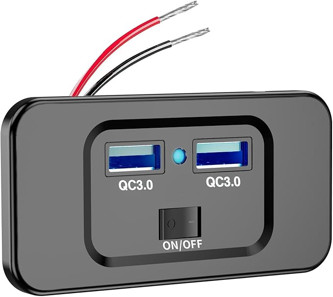 USB Socket for - 12 V USB Port, Phone Charger for | 72 W High Power USB Socket, QC 3.0 Fast Charging Ports, Multi-Port Car Socket Adapter for Motorcycle Trucks