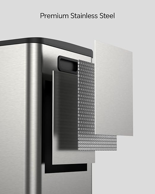 Lovewind Dual Trash and Recycling Bins for Kitchen, 13+6 Gallon Stainless Steel Garbage and Recycle Bin Combo for Large Families, Dual Trash Can with Soft Close Lid & Magnetic Stickers, Silver