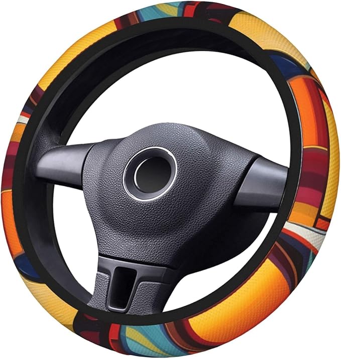 Steering Wheel Cover Polyester Thick Non-Slip Car Steering Wheel Cover Protector Universal 15 Inch, Abstract Wine Glass