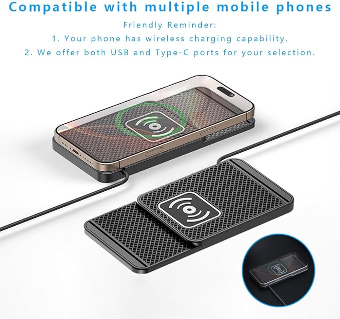 Wireless Charging Pad for Car for Chevrolet Trax 2015-2022 2024-2026, Non-Slip Type C/USB 20W Fast Phone Charging Pad DIY Trim-to-Fit No Interior Damage,A&USB