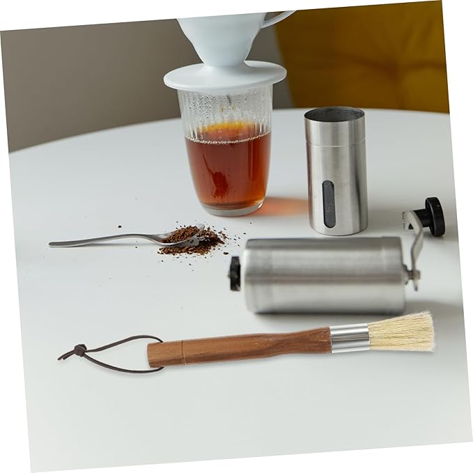 Professional Coffee Grinder Brush with Wooden Handle Cleaning Tool for Coffee Machines and Countertops Fine Bristle Design for Maintenance