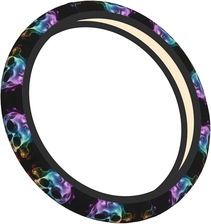 Smokes-Skull Universal Fit Steering Wheel Cover for Car, Truck, and SUV, Durable Steering Wheel Protection