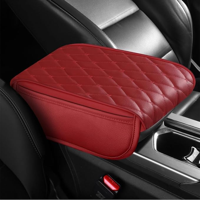 Universal Car Armrest Pad for Lexus RX|RX AL30 AL20 AL10 XU30 RX 450 350 200 270 Leather Armrest Box Center Console Cover Pad Waterproof Arm Rest Protector Decor Accessories,Red-Normal
