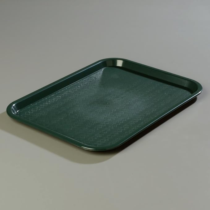 Carlisle FoodService Products Cafe Plastic Fast Food Tray for Cafeteria, 14" x 18", Green (Pack of 2)