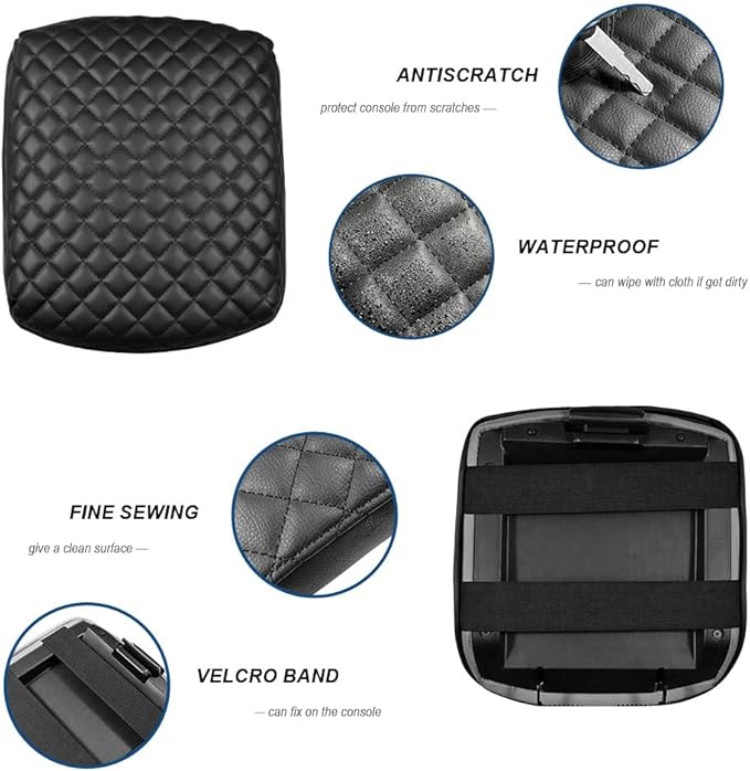 DEYTOP Center Console Cover for Honda Pilot 2009-2015 Armrest Cover for Honda Pilot 2009 2015 Accessories Anti-Scratch Leather Armrest Pad Protector (Black, Style 2)