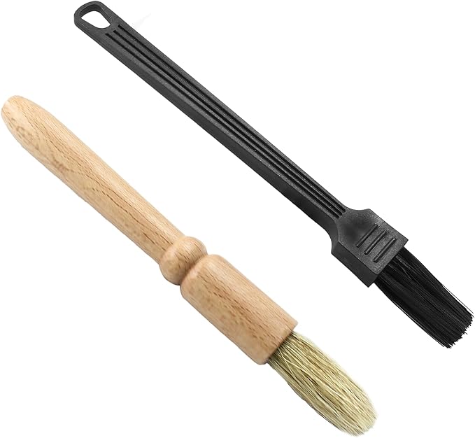 2 Pack Coffee Grinder Cleaning Brush Bean Grain Coffee Grounds Tool Wood Handle Espresso Brush and Nylon Espresso Machine Brush Coffee Bar Brush