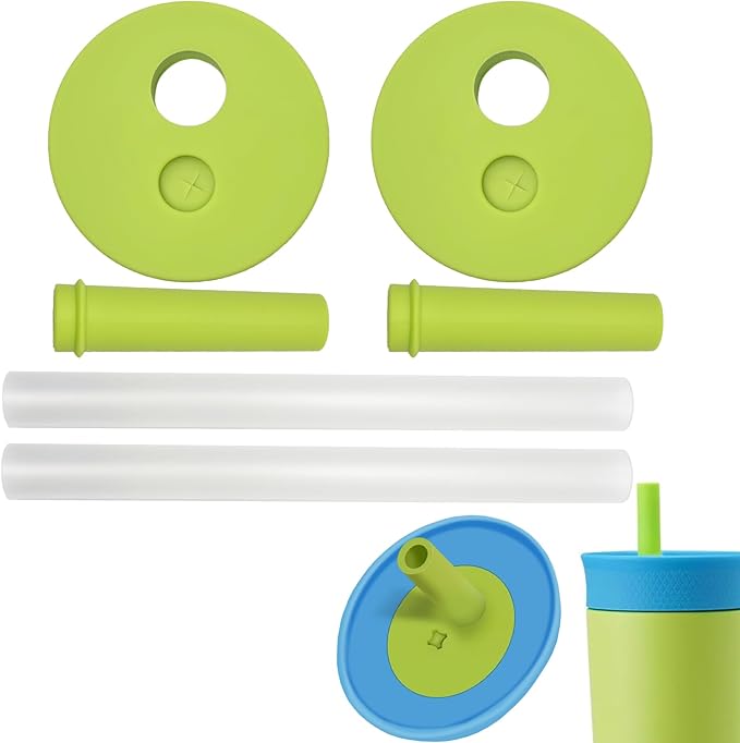 6 Packs Silicone Replacement Straw for Owala Kids Water Bottle & Tumbler, Reusable Food Grade Straw, BPA-Free Water Bottle Replacement Parts (Green)
