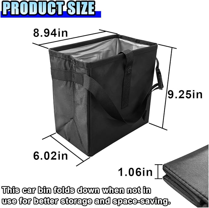 Open-Top Car Trash Can- Waterproof Leakproof Hanging Car Trash Bag Auto Garbage Can for Back Seat Organizer- Large Capacity Storage Bag Auto Garbage Bin Multipurpose for Cars SUV Truck (1PC)