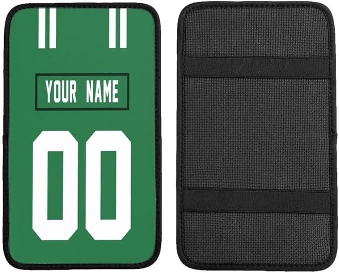 Custom Car Armrest Cover,Add Personalized Name and Number As Gifts for Loyal Football Fans,American Football Auto Center Console Pad Car handrail Box Cushion,Fit for Most Car Seat Box Cover Protector