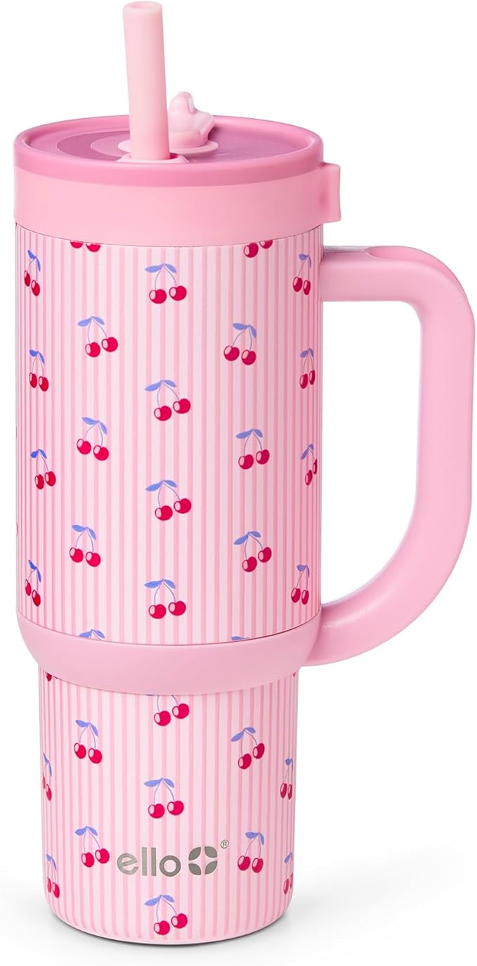 Ello Oasis 18oz Stainless Steel Tumbler - Preppy Cherries
