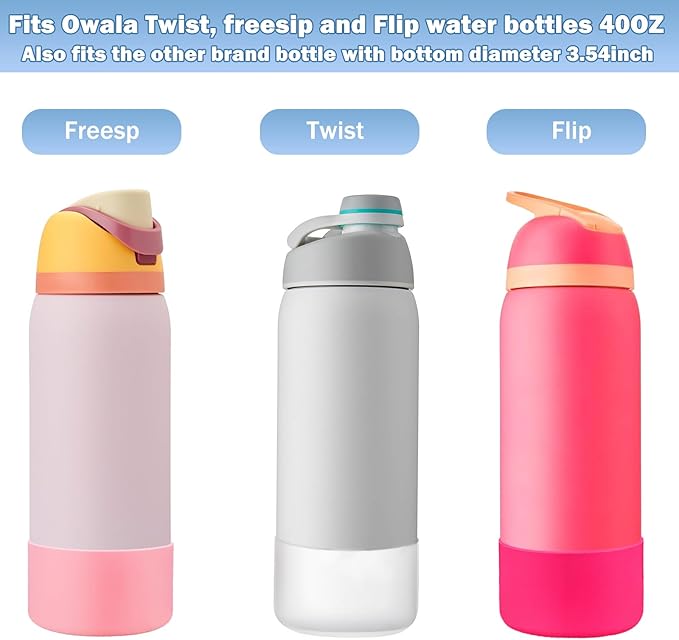 2Pcs Silicone Boot Sleeve for Owala Water Bottle FreeSip Twist and Flip Protective Silicone Bottom Base Bumper for Owala Flask Water Bottle BPA Free, Anti-Slip